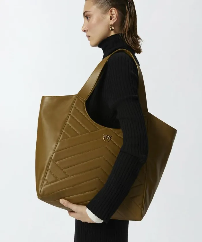 Women Shopping Bags Pinko Quilted Leather Shopping Bag With Two Handles Plantationantiquegold Women Shopping Bags Pinko Quilted Leather Shopping Bag With Two Handles Plantationantiquegold