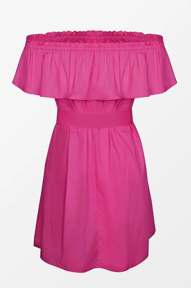 Women Short Dresses Cupshe Marlene Pink Ruffle Off Shoulder Tie Waist Dress Pink
