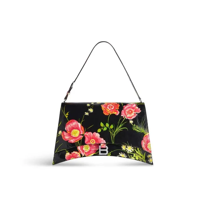 Women Shoulder Bags Balenciaga Crush Large Sling Bag With Poppy Print In Blackred