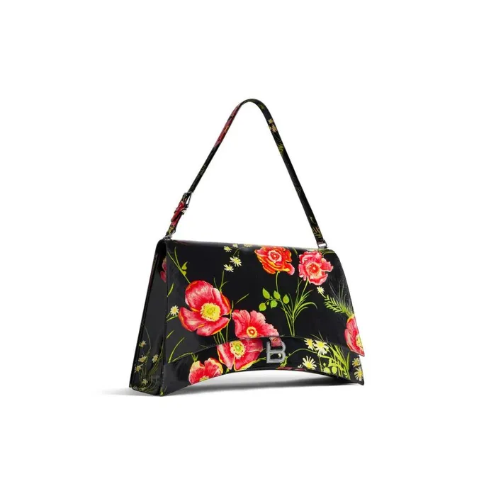 Women Shoulder Bags Balenciaga Crush Large Sling Bag With Poppy Print In Blackred
