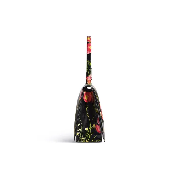 Women Shoulder Bags Balenciaga Crush Large Sling Bag With Poppy Print In Blackred