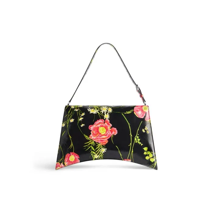 Women Shoulder Bags Balenciaga Crush Large Sling Bag With Poppy Print In Blackred