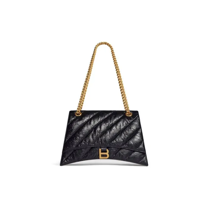 Women Shoulder Bags Balenciaga Crush Medium Chain Bag Quilted In Black