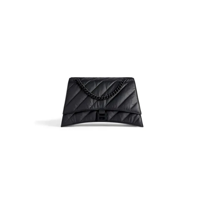 Women Shoulder Bags Balenciaga Crush Medium Chain Bag Quilted In Black