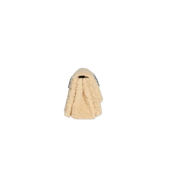 Women Shoulder Bags Balenciaga Crush Small Chain Bag Fake Shearling In Beige