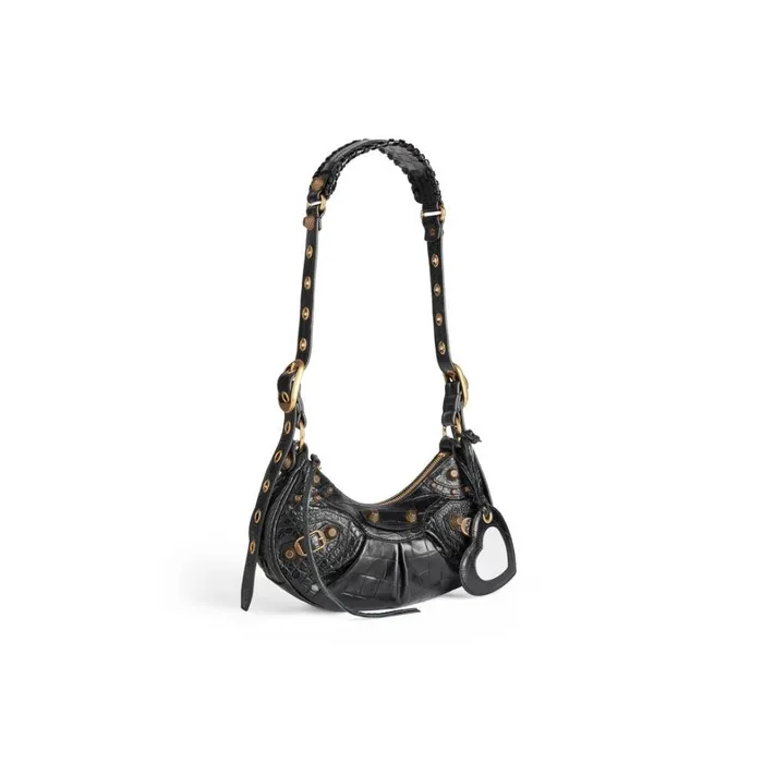 Women Shoulder Bags Balenciaga Le Cagole Xs Shoulder Bag Crocodile Embossed In Black