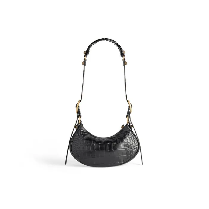 Women Shoulder Bags Balenciaga Le Cagole Xs Shoulder Bag Crocodile Embossed In Black