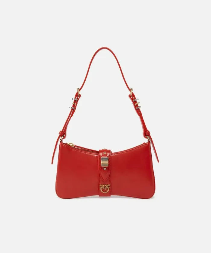 Women Shoulder Bags Pinko Shiny Leather Shoulder Bag With Rings Redantiquegold Women Shoulder Bags Pinko Shiny Leather Shoulder Bag With Rings Redantiquegold