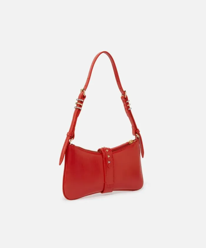 Women Shoulder Bags Pinko Shiny Leather Shoulder Bag With Rings Redantiquegold Women Shoulder Bags Pinko Shiny Leather Shoulder Bag With Rings Redantiquegold