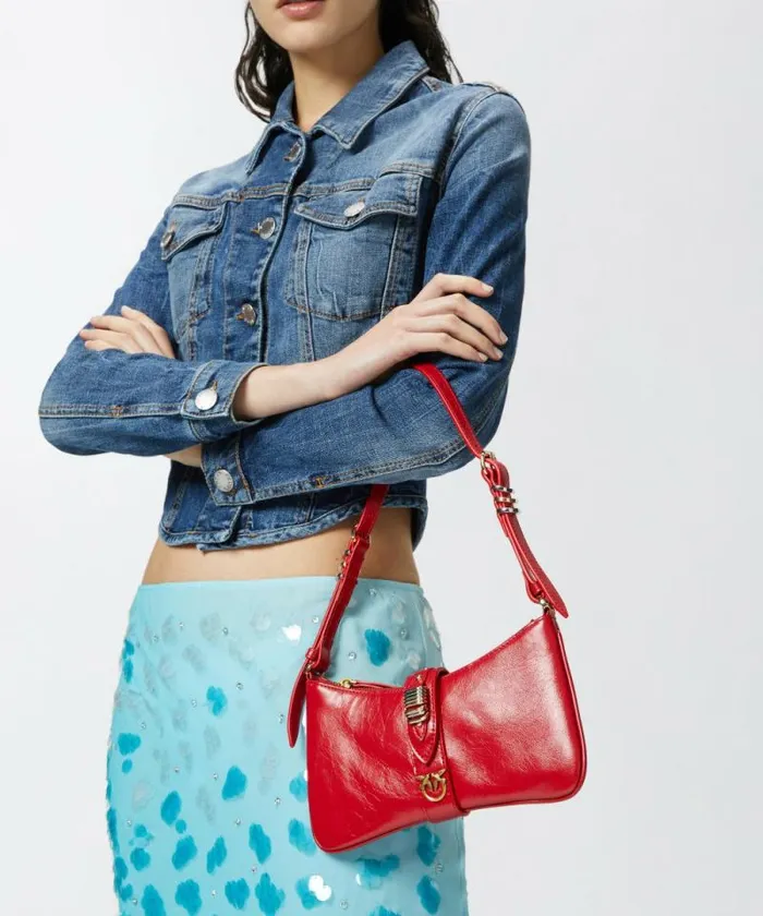 Women Shoulder Bags Pinko Shiny Leather Shoulder Bag With Rings Redantiquegold Women Shoulder Bags Pinko Shiny Leather Shoulder Bag With Rings Redantiquegold
