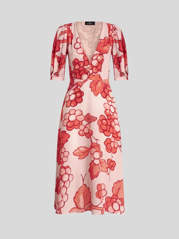 Women Silk Dress With Berry Print Etro Dresses