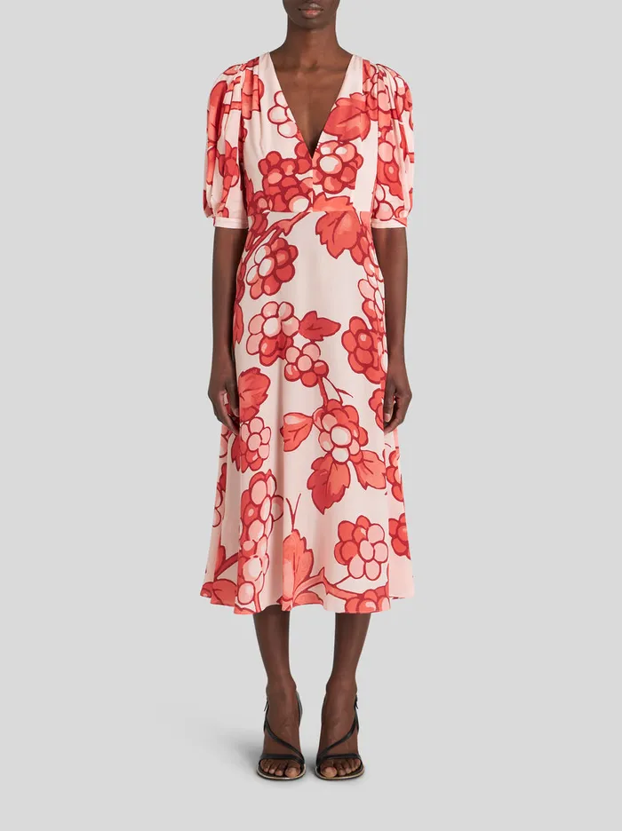 Women Silk Dress With Berry Print Etro Dresses