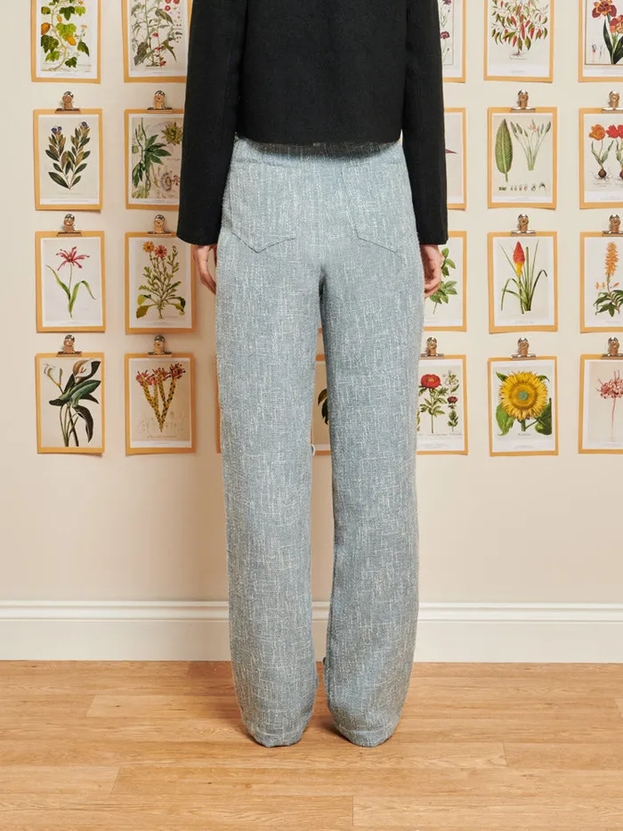 Women Sister Jane Bottoms DREAM Trinket Tweed Flower Trousers Pastel Blue
