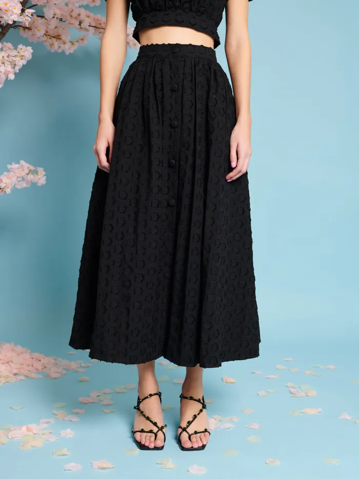 Women Sister Jane Bottoms Mara Jacquard Midi Skirt Coal Black