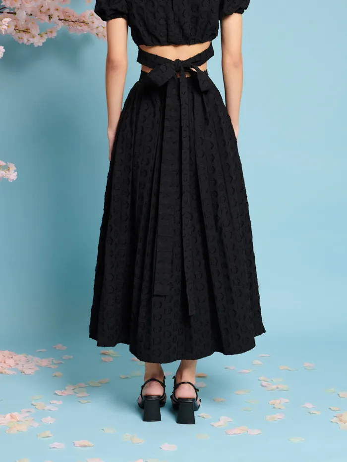 Women Sister Jane Bottoms Mara Jacquard Midi Skirt Coal Black