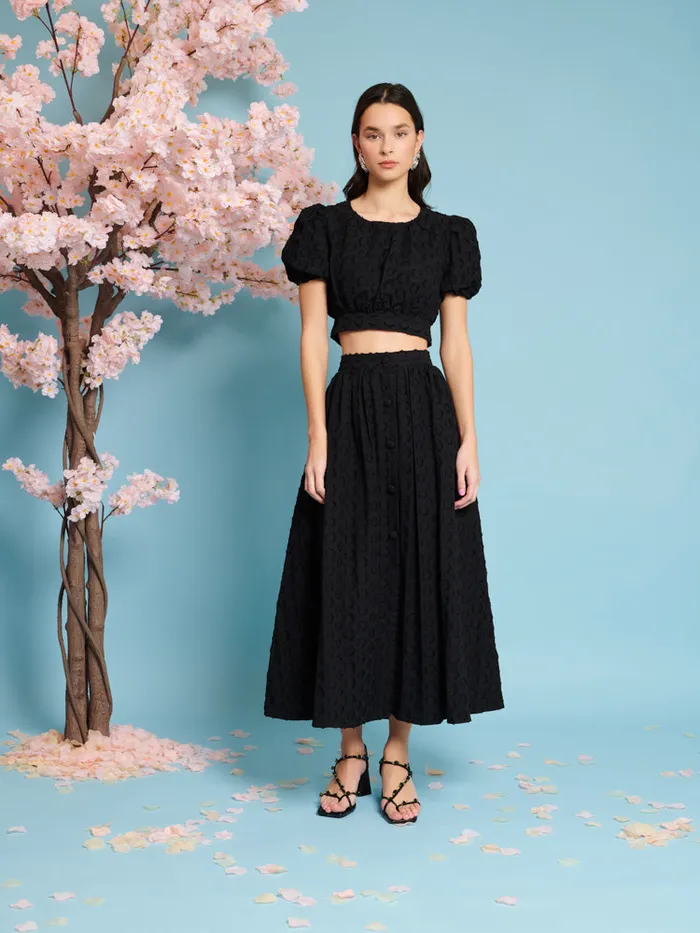 Women Sister Jane Bottoms Mara Jacquard Midi Skirt Coal Black