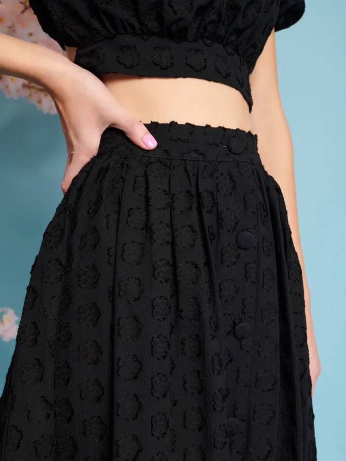 Women Sister Jane Bottoms Mara Jacquard Midi Skirt Coal Black