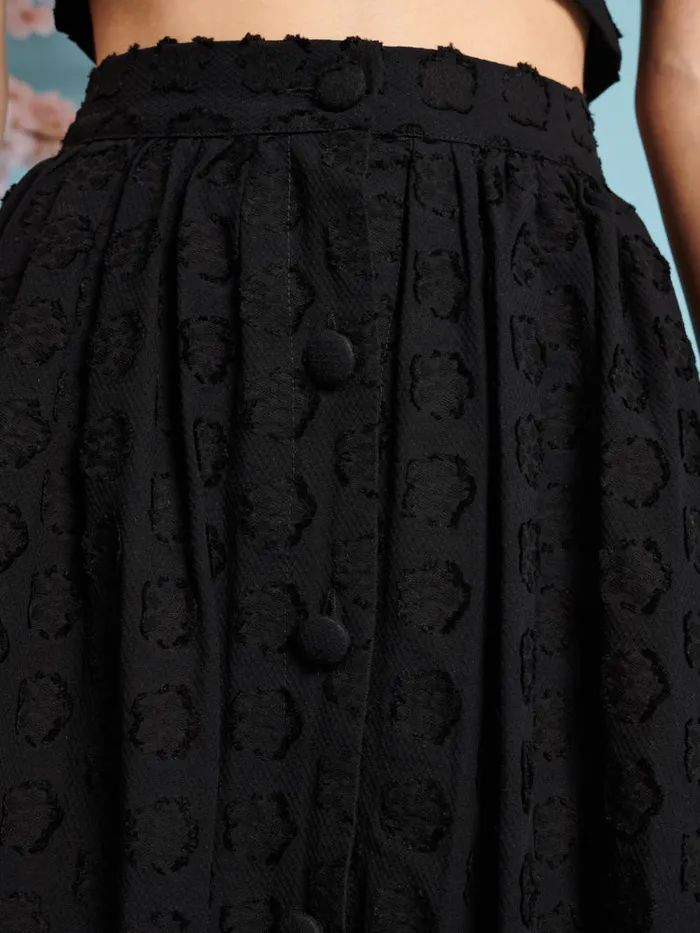 Women Sister Jane Bottoms Mara Jacquard Midi Skirt Coal Black