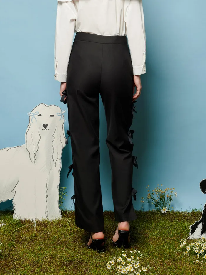 Women Sister Jane Bottoms Sandy Bow Trousers Coal Black