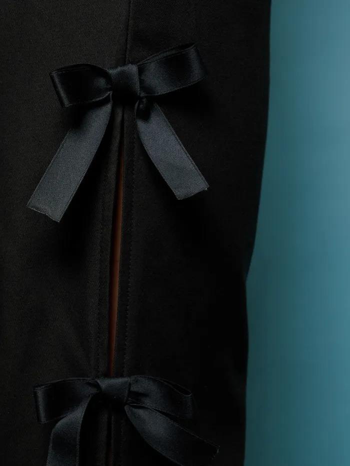 Women Sister Jane Bottoms Sandy Bow Trousers Coal Black