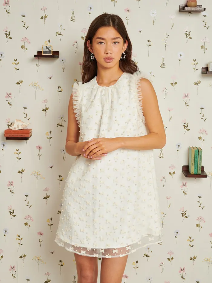 Women Sister Jane Dresses Bow Collection Mini Dress Pearl Ivory