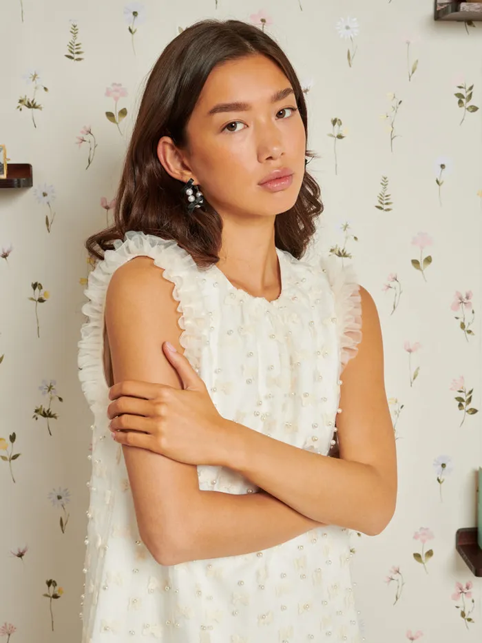 Women Sister Jane Dresses Bow Collection Mini Dress Pearl Ivory
