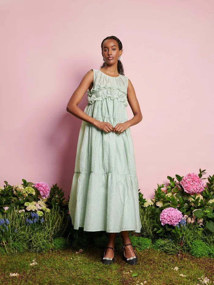 Women Sister Jane Dresses DREAM Perdita Organza Midi Dress Sage Green