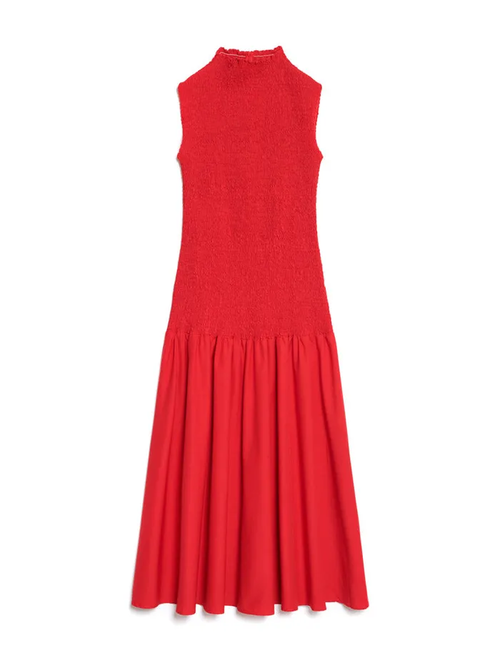 Women Sister Jane Dresses Ghospell Kali Shirred Midi Dress Vermillon Red