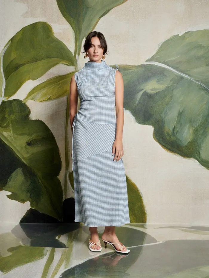 Women Sister Jane Dresses Ghospell Sana Gingham Midi Dress Checked Blue
