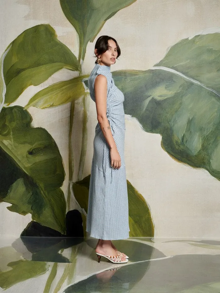 Women Sister Jane Dresses Ghospell Sana Gingham Midi Dress Checked Blue
