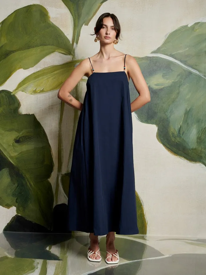 Women Sister Jane Dresses Ghospell Ula Bead Midi Dress Navy Blue
