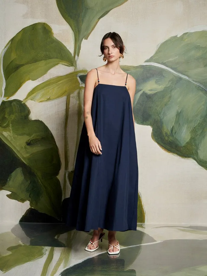 Women Sister Jane Dresses Ghospell Ula Bead Midi Dress Navy Blue
