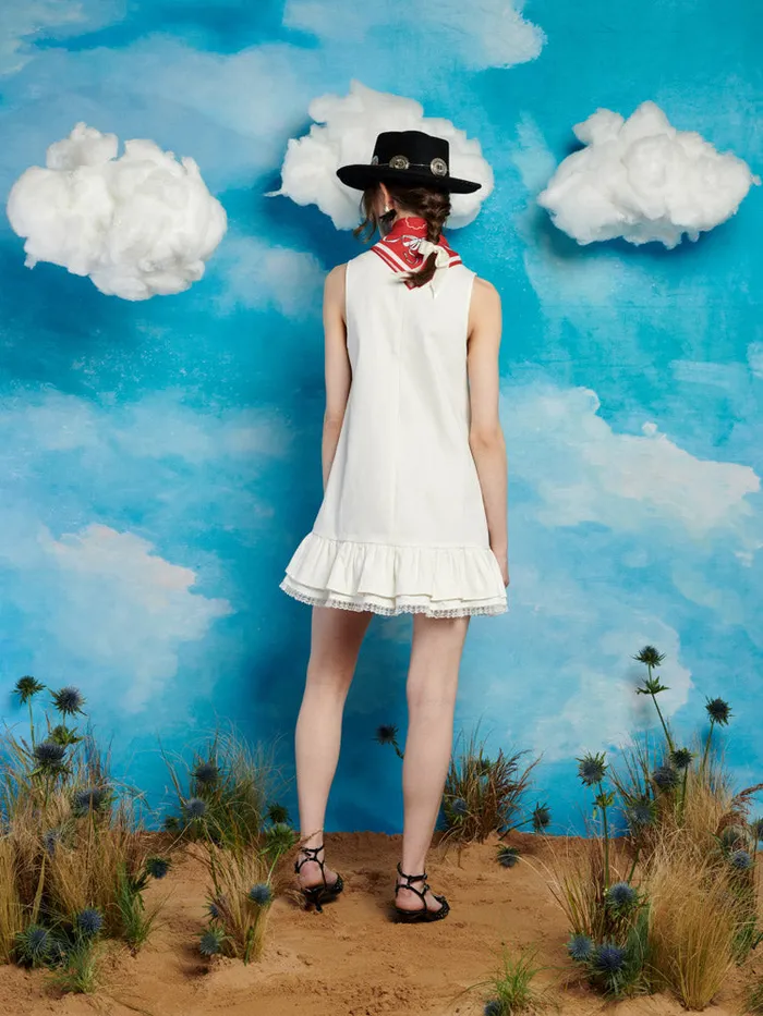 Women Sister Jane Dresses Sheriff Mini Dress Pearl White