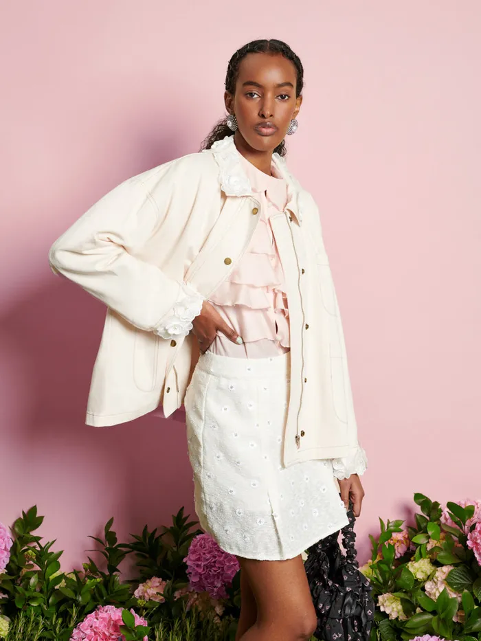 Women Sister Jane Jackets DREAM Valley Flower Embellished Jacket Ivory Cream
