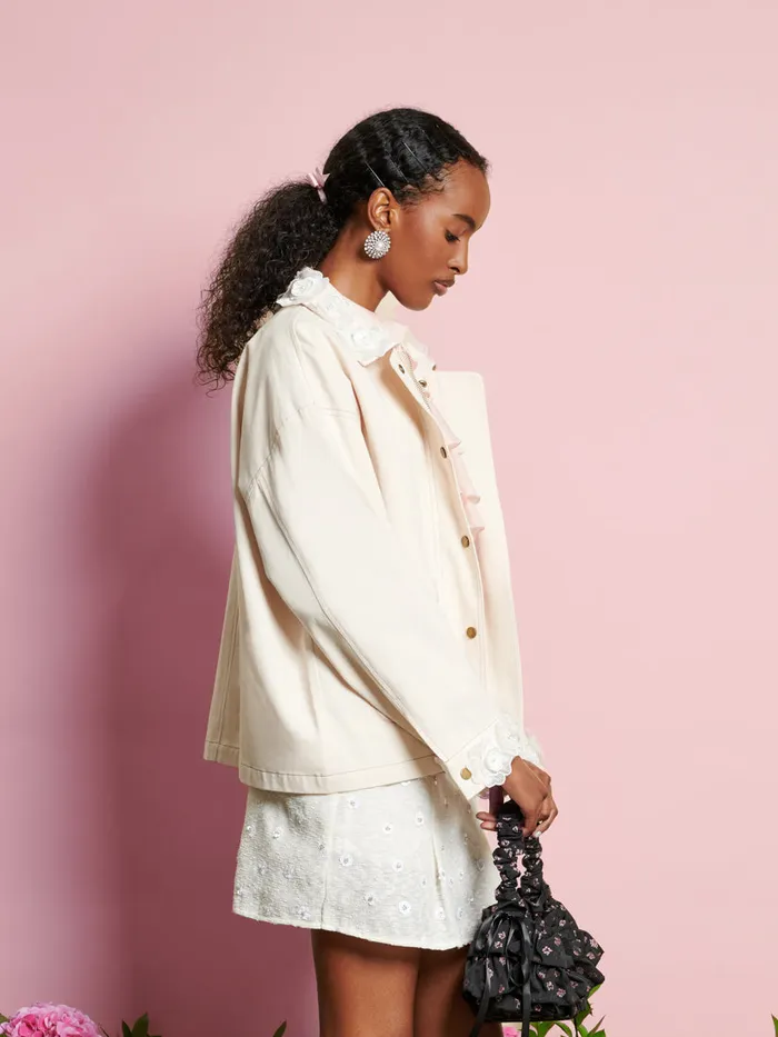 Women Sister Jane Jackets DREAM Valley Flower Embellished Jacket Ivory Cream