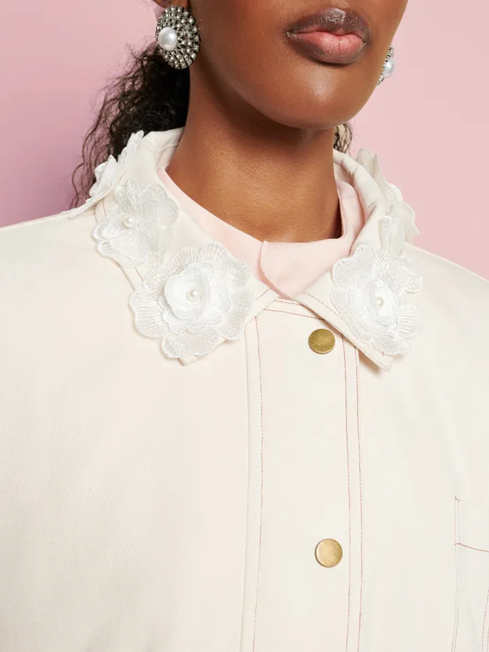 Women Sister Jane Jackets DREAM Valley Flower Embellished Jacket Ivory Cream
