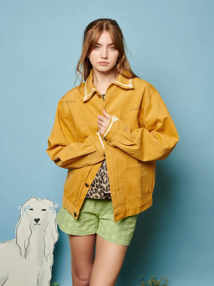 Women Sister Jane Jackets Friends Embroidery Jacket Mustard Yellow