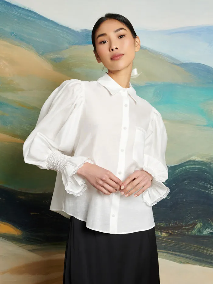 Women Sister Jane Tops DREAM Desert Hearts Blouse Pearl White
