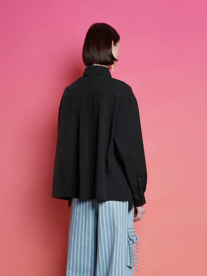 Women Sister Jane Tops Ghospell Frida Fringe Shirt Coal Black