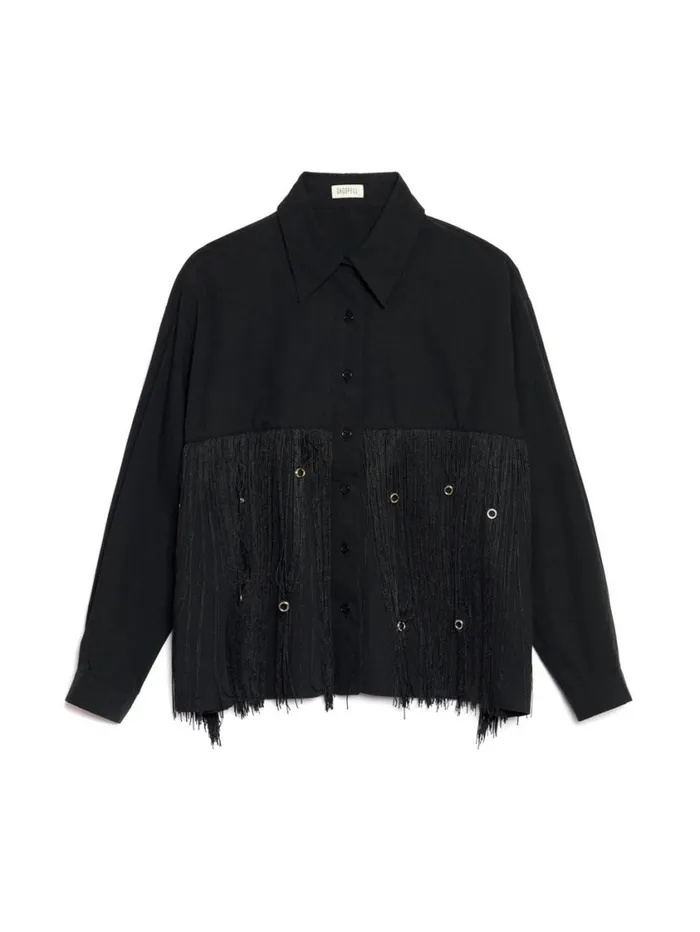Women Sister Jane Tops Ghospell Frida Fringe Shirt Coal Black