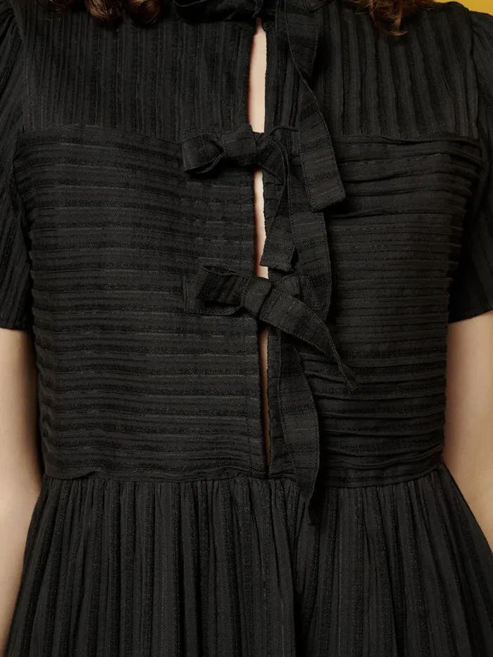 Women Sister Jane Tops Ghospell Sylvie Stripe Tie Top Ink Black