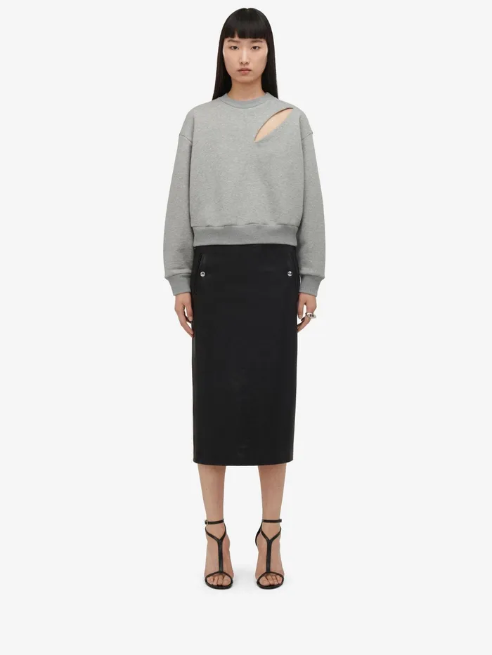 Women Skirts Alexander McQueen LowWaisted Leather Skirt Black