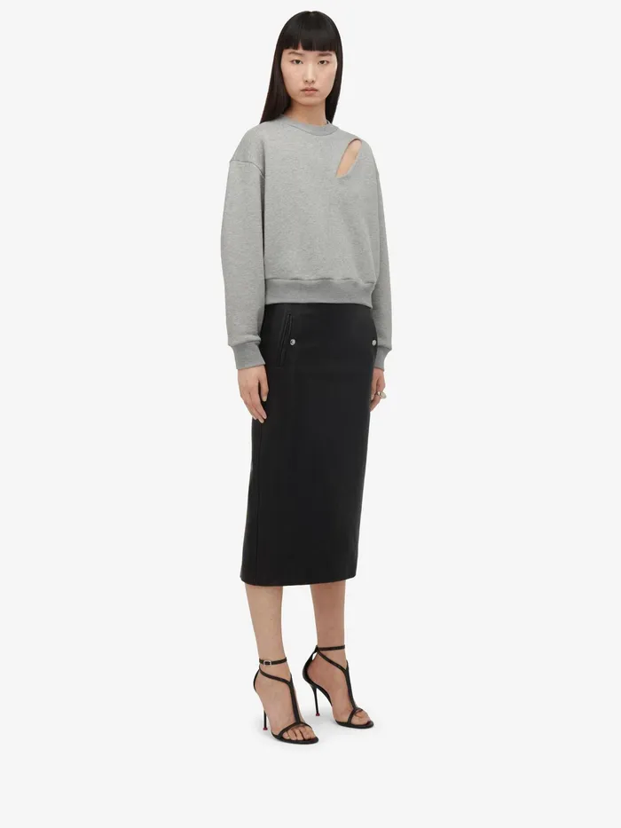 Women Skirts Alexander McQueen LowWaisted Leather Skirt Black