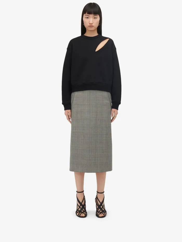 Women Skirts Alexander McQueen Prince Of Wales Pencil Skirt Blackivory