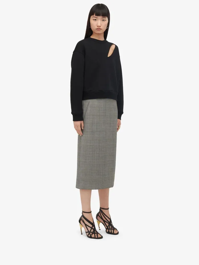 Women Skirts Alexander McQueen Prince Of Wales Pencil Skirt Blackivory