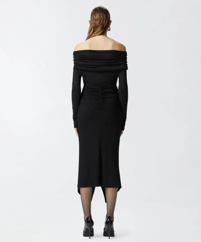 Women Skirts Pinko Flowing Pencil Skirt With Ruffle Limo Black Women Skirts Pinko Flowing Pencil Skirt With Ruffle Limo Black