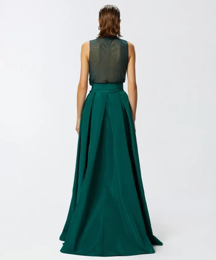 Women Skirts Pinko Long Taffeta Maxiskirt Dark Bottle Green Women Skirts Pinko Long Taffeta Maxiskirt Dark Bottle Green