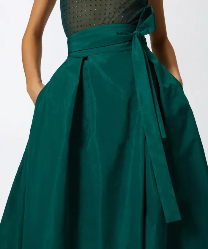 Women Skirts Pinko Long Taffeta Maxiskirt Dark Bottle Green Women Skirts Pinko Long Taffeta Maxiskirt Dark Bottle Green