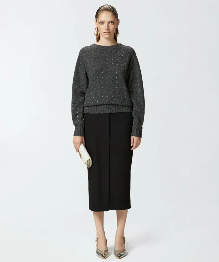 Women Skirts Pinko Long Utility Skirt In Fluid Fabric Limo Black