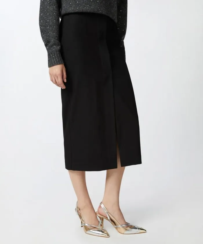 Women Skirts Pinko Long Utility Skirt In Fluid Fabric Limo Black Women Skirts Pinko Long Utility Skirt In Fluid Fabric Limo Black